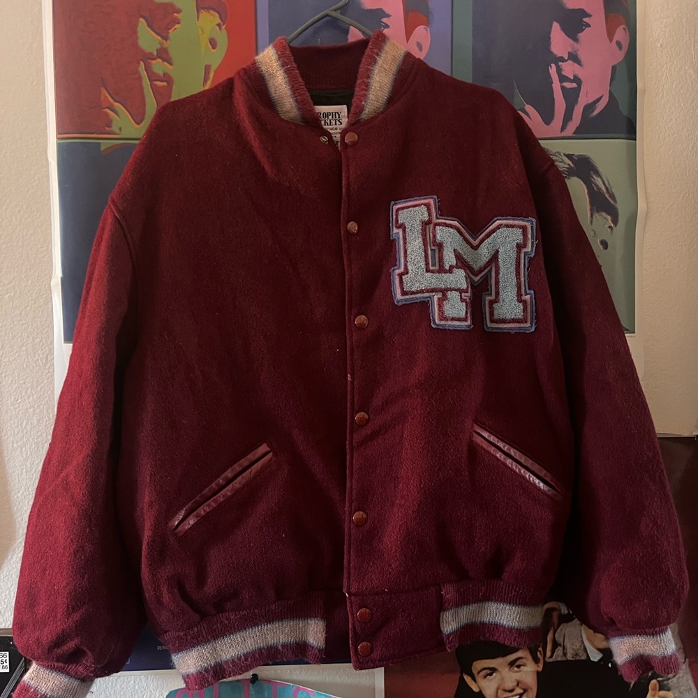Maroon vintage letterman Varsity Jacket